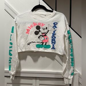 Zara Mickey Mouse White Womens Crop Top size medium but fits like a small